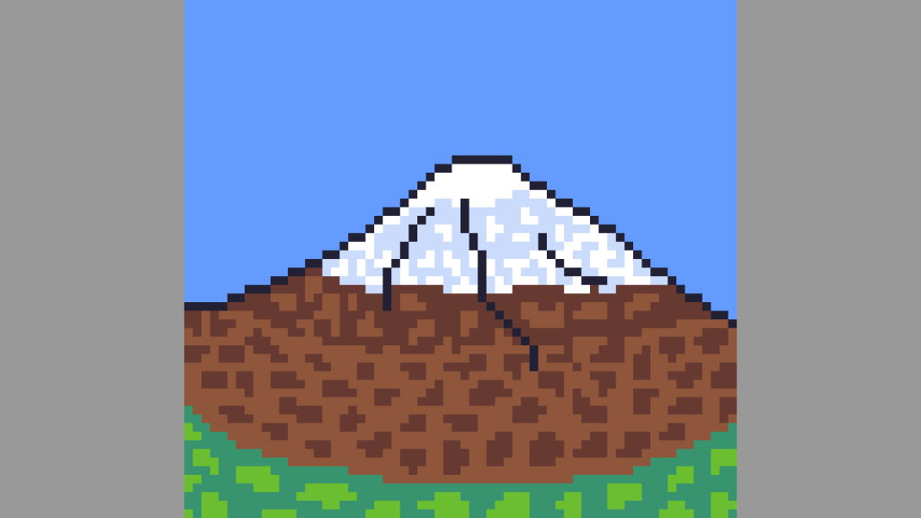 A pixel art mountain sprite