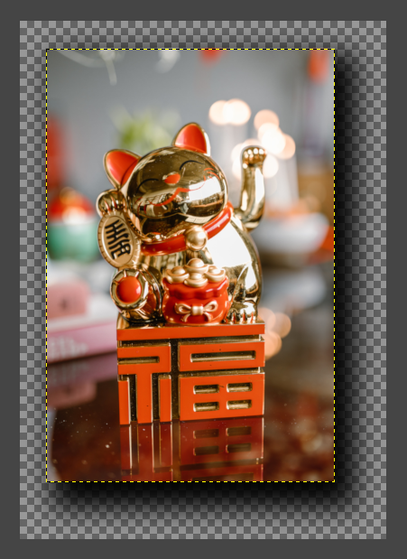 gold cat with drop shadow applied