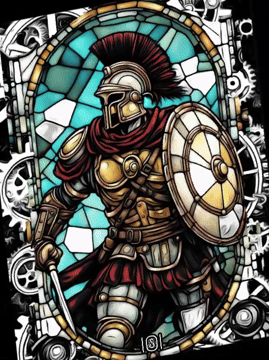 Rotated rectangle transition effect with Spartan and fairy images from Astro Planes Art