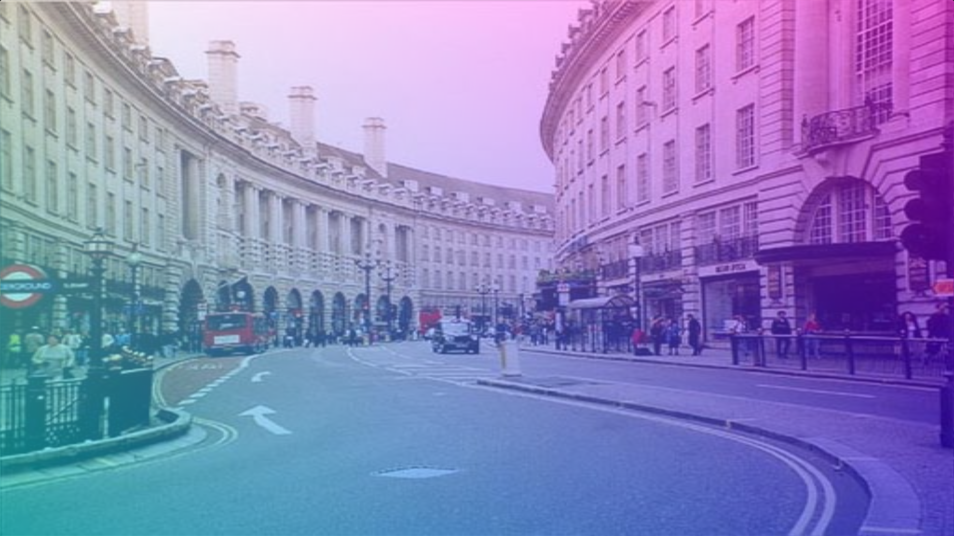 rotating blue and pink gradient mixed with london image