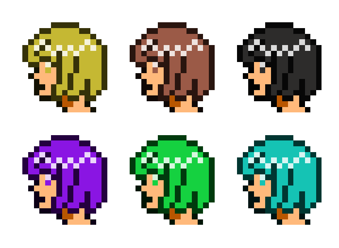 anime girl side view bob with different hair colours