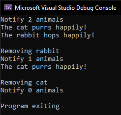 Observer Pattern Visual Studio Console Output