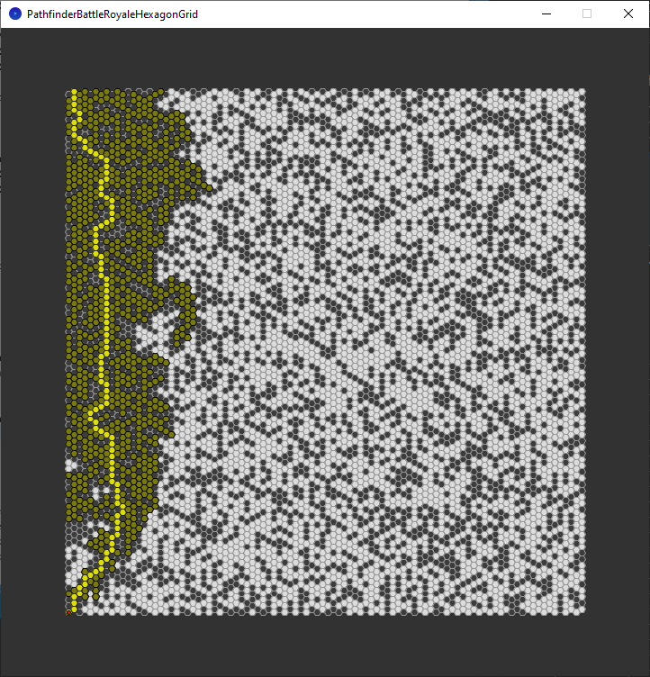 pathfinder race hexagon grid - left edge - a star explored nodes