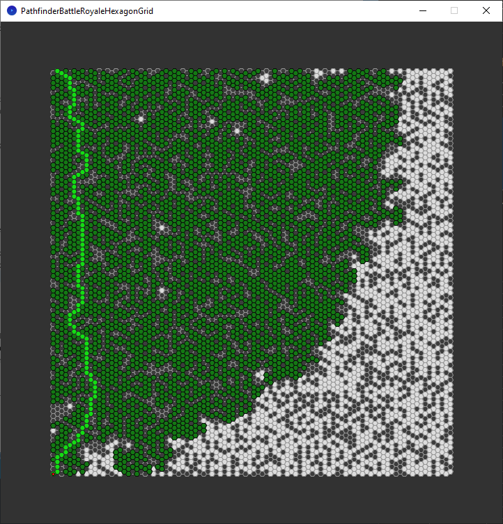 pathfinder race hexagon grid - left edge - breadth first search explored nodes