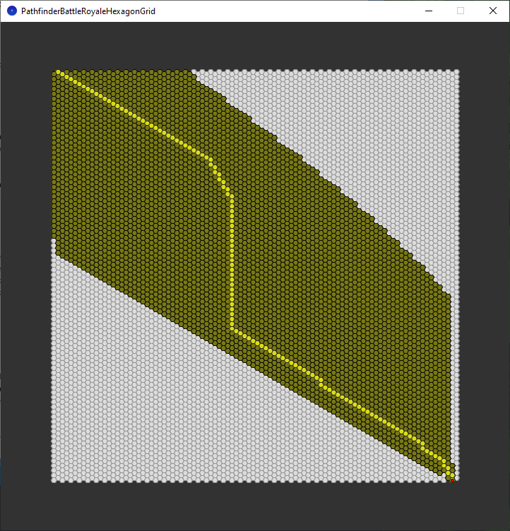 pathfinder race hexagon grid - no walls - a star - explored nodes
