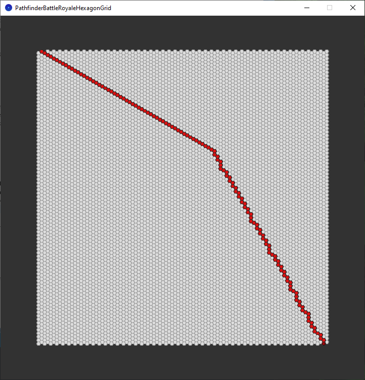 pathfinder race hexagon grid - no walls - greedy best first search - explored nodes