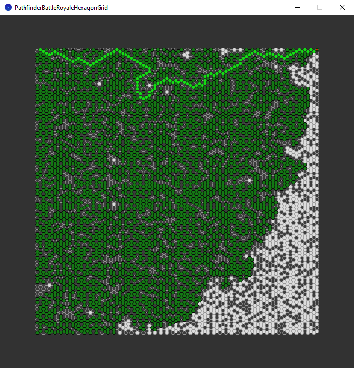 pathfinder race hexagon grid - top edge - breadth first search explored nodes