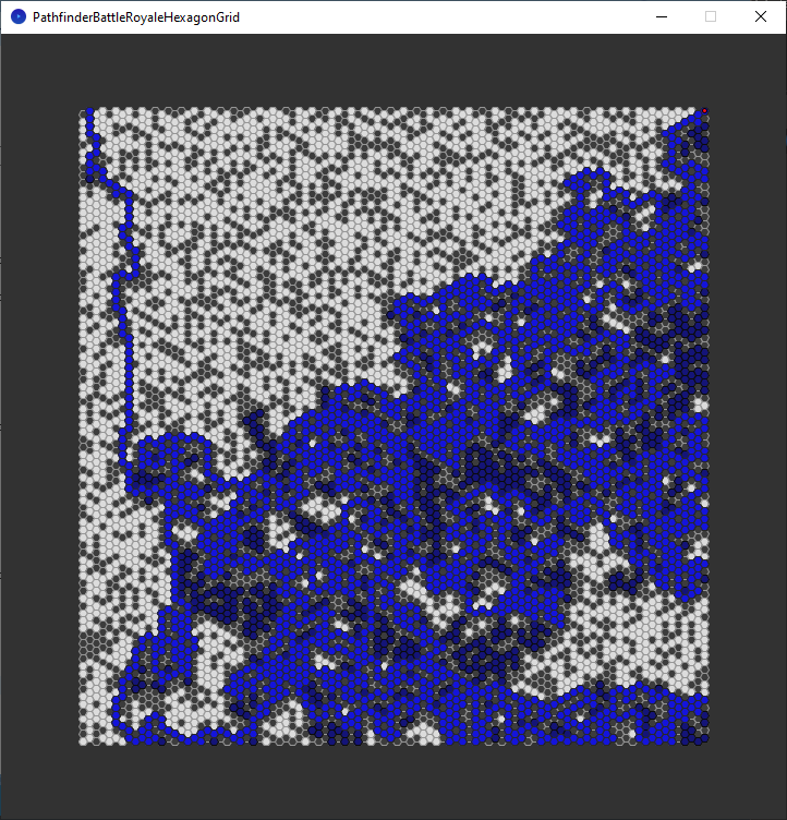 pathfinder race hexagon grid - top edge - depth first search explored nodes