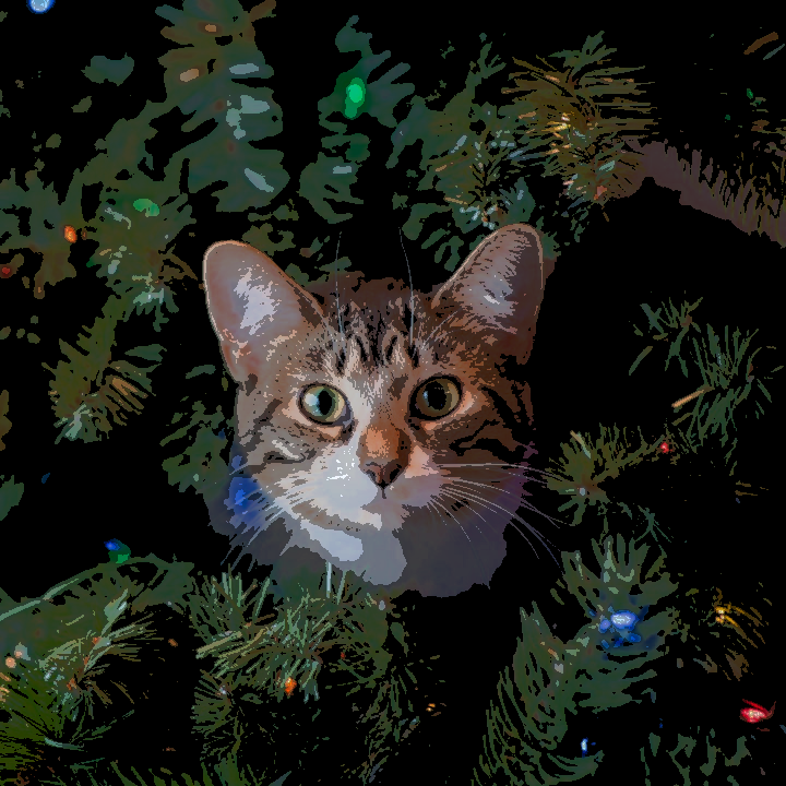 cat in xmas tree - posterise lightness ratio