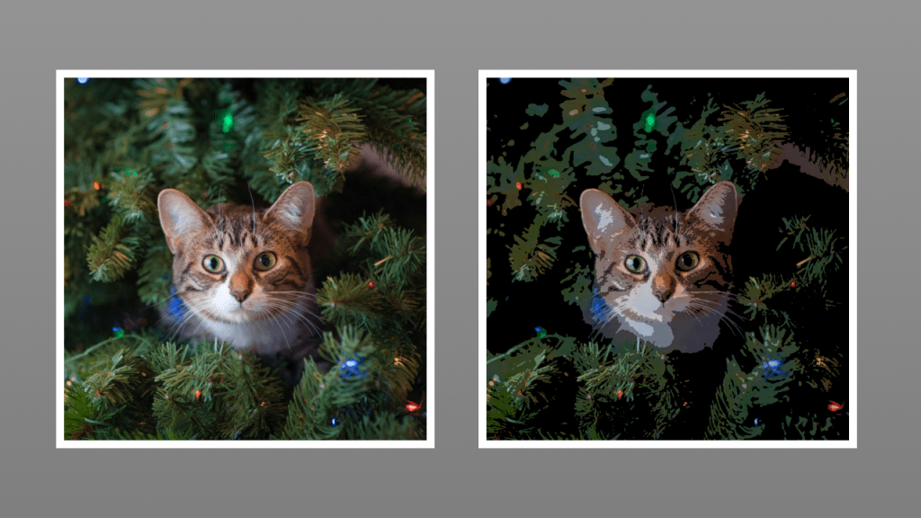 Xmas Cat In Tree - Posterise Shader Visual Effect - Title Image