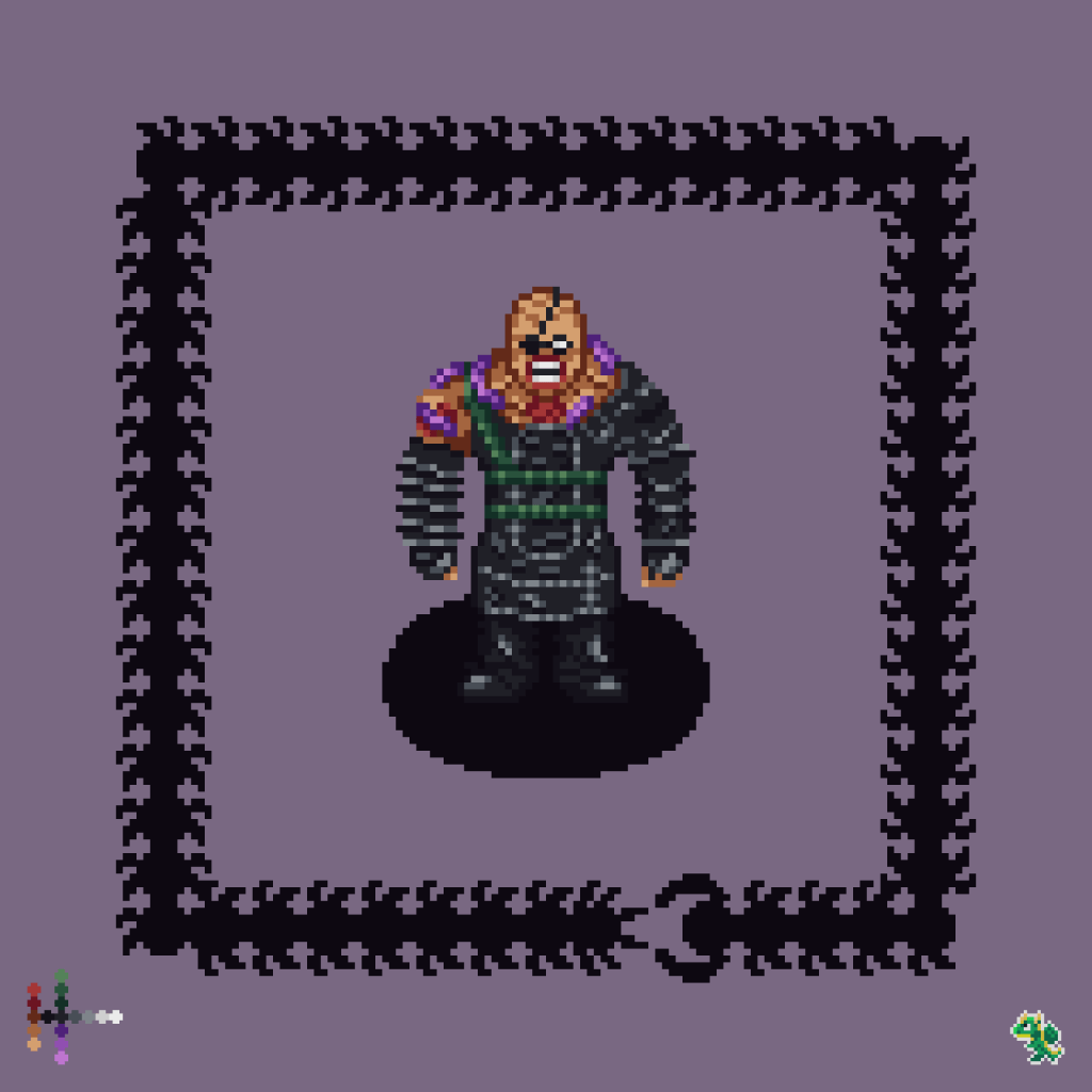 Nemesis from Resident Evil 3, surrounded by a dark silhouette of a creature similar to a centipede